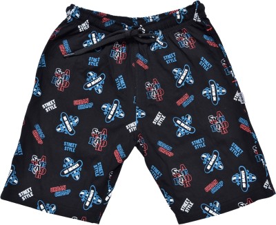 KARIBY Short For Boys Casual Printed Pure Cotton(Black, Pack of 1)