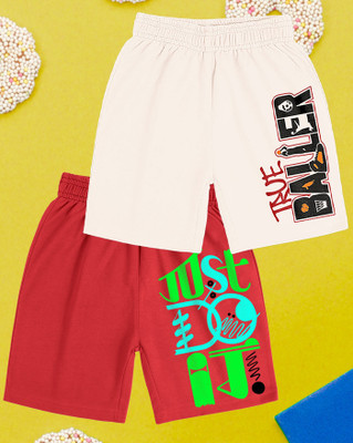 AOOSH Short For Boys Casual Printed Cotton Blend(Red, Pack of 2)