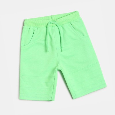 MINI KLUB Short For Boys Casual Solid Polyester(Light Green, Pack of 1)