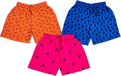 LOVO Short For Baby Girls Casual Printed Cotton Blend(Multicolor, Pack of 3)