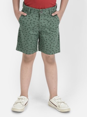 CRIMSOUNE CLUB Short For Boys Casual Printed Pure Cotton(Green, Pack of 1)