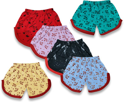 KNETLY Short For Baby Girls Casual Printed Cotton Blend(Multicolor, Pack of 6)