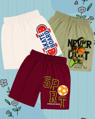 Kiddy Viddy Short For Boys Casual Printed Cotton Blend(Multicolor, Pack of 3)