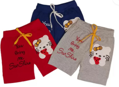 NSZ Short For Baby Boys & Baby Girls Casual Solid Cotton Blend(Multicolor, Pack of 3)