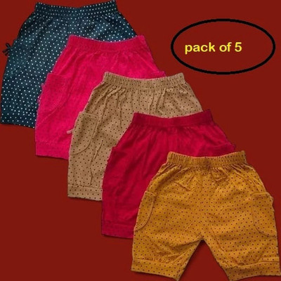 MNP Short For Baby Girls Casual Printed Cotton Blend(Multicolor, Pack of 5)