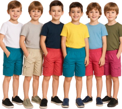 Fragment Short For Boys & Girls Casual Solid Cotton Blend(Multicolor, Pack of 12)