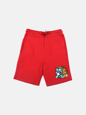 WEAR YOUR MIND Short For Boys Casual Graphic Print Cotton Blend(Red, Pack of 1)