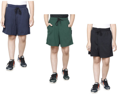 IndiWeaves Short For Boys Casual Solid Pure Cotton(Multicolor, Pack of 3)