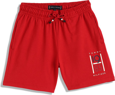 TOMMY HILFIGER Short For Boys Casual Solid Cotton Blend(Red, Pack of 1)