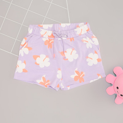 Pantaloons Junior Short For Girls Casual Printed Cotton Blend(Purple, Pack of 1)