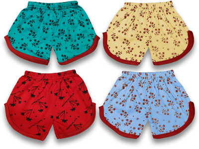 KNETLY Short For Baby Girls Casual Printed Cotton Blend(Multicolor, Pack of 4)