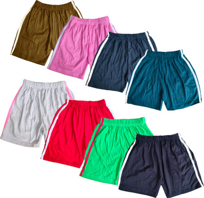 FRANSCART Short For Baby Boys & Baby Girls Casual Solid Cotton Blend(Multicolor, Pack of 8)