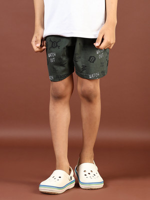 V-MART Short For Boys Casual Printed Cotton Blend(Green, Pack of 1)