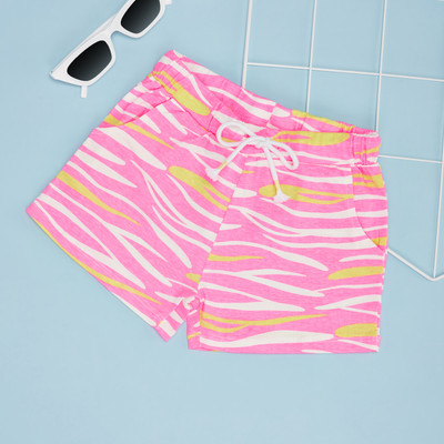 Pantaloons Junior Short For Girls Casual Printed Pure Cotton(Pink, Pack of 1)