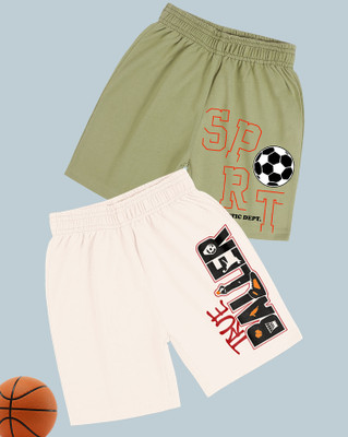 AOOSH Short For Boys Casual Printed Cotton Blend(Light Green, Pack of 2)