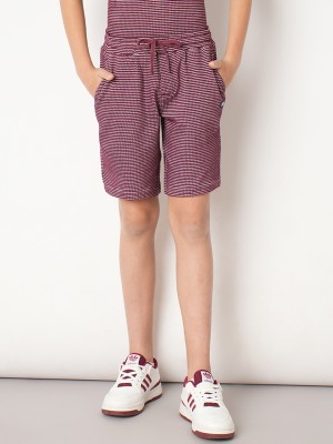 Jack & Jones Junior Short For Boys Casual Checkered Cotton Blend(Purple, Pack of 1)