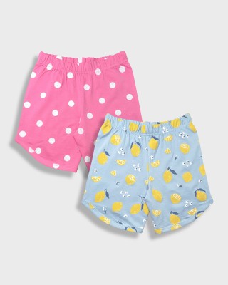 Yk Short For Girls Casual Printed Pure Cotton(Multicolor, Pack of 2)