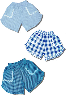 THE CHILD COMPANY Short For Baby Girls Casual Checkered Pure Cotton(Blue, Pack of 3)