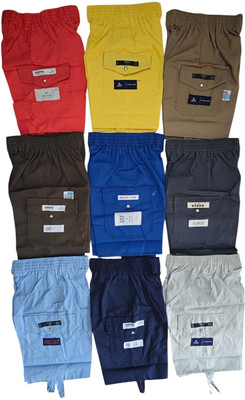 Fragment Short For Boys & Girls Casual Solid Cotton Blend(Multicolor, Pack of 9)