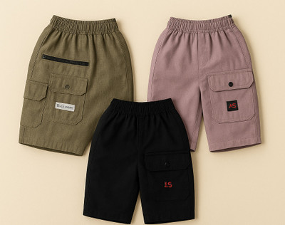 Fragment Short For Boys & Girls Casual Solid Cotton Blend(Multicolor, Pack of 3)