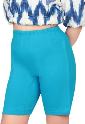 PROTEENS Short For Girls Casual Solid Cotton Lycra(Blue, Pack of 1)