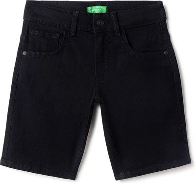 United Colors of Benetton Short For Baby Boys Casual Solid Polycotton(Black, Pack of 1)