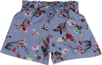 Arshia Fashions Short For Girls Casual Floral Print Crepe(Grey, Pack of 1)