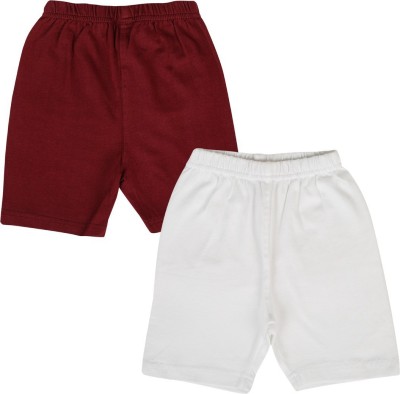 LULA Short For Girls Casual Solid Cotton Linen(Maroon, Pack of 2)