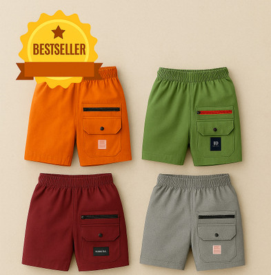 PRFAB Short For Boys & Girls Casual Solid Pure Cotton(Multicolor, Pack of 3)