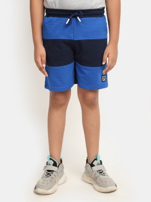 V-MART Short For Boys Casual Colorblock Cotton Blend(Blue, Pack of 1)