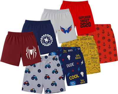 fasla Short For Boys Casual Printed Cotton Blend(Multicolor, Pack of 8)