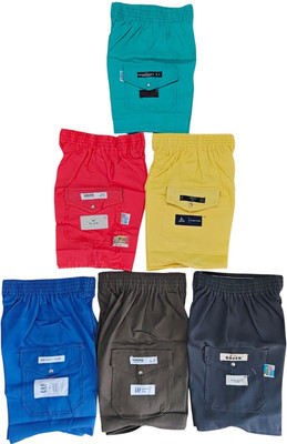 PRFAB Short For Boys & Girls Casual Solid Pure Cotton(Multicolor, Pack of 6)