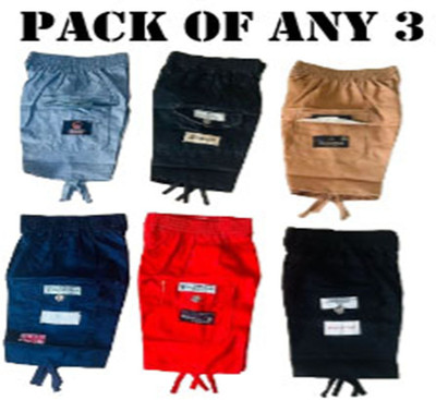 Cauchy Short For Boys & Girls Sports Solid Cotton Blend(Multicolor, Pack of 3)