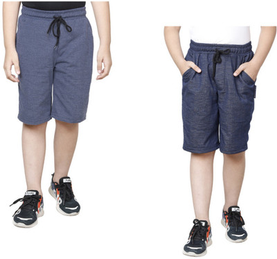 IndiWeaves Short For Boys Casual Solid Polyester(Multicolor, Pack of 2)