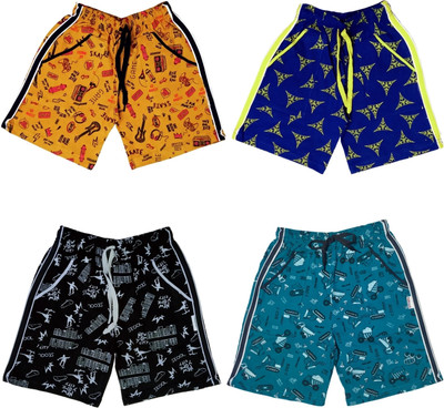Ticoss Short For Boys & Girls Casual Printed Cotton Blend(Multicolor, Pack of 4)