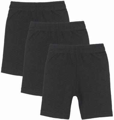 BodyCare Short For Baby Girls Casual Solid Cotton Blend(Black, Pack of 3)