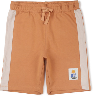 Alan Jones Short For Boys Casual Self Design Cotton Blend(Brown, Pack of 1)