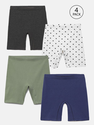 Mackly Short For Girls Casual Solid Cotton Blend(Multicolor, Pack of 4)