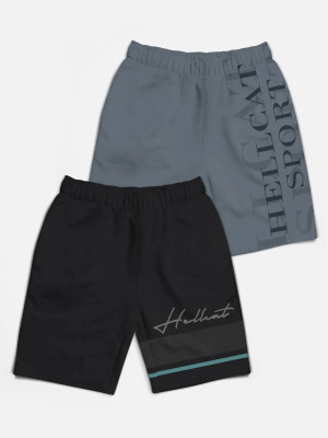 Hellcat Short For Boys Casual Printed Cotton Blend(Multicolor, Pack of 2)