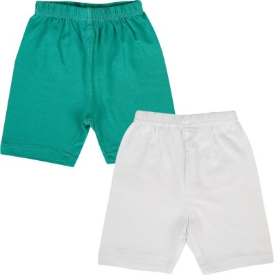 LULA Short For Girls Casual Solid Cotton Linen(Green, Pack of 2)