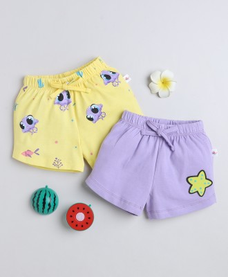 BUMZEE Short For Girls Casual Printed Pure Cotton(Yellow, Pack of 2)