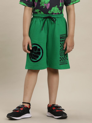 kidsville Short For Boys Casual Graphic Print Cotton Blend(Green, Pack of 1)