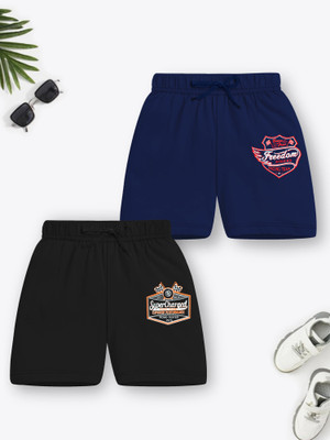 Trampoline Short For Boys & Girls Casual Solid Cotton Blend(Multicolor, Pack of 2)
