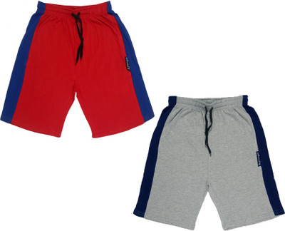 Kavyu Short For Boys Casual Solid Cotton Blend(Multicolor, Pack of 2)