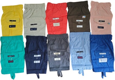 Findora Short For Boys & Girls Casual Solid Cotton Blend(Multicolor, Pack of 10)
