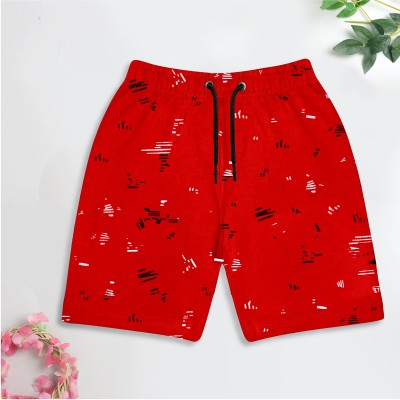 WYATT Short For Boys Casual Printed Pure Cotton(Red, Pack of 1)