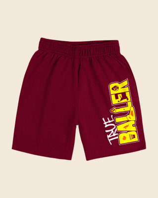 ENITOR Short For Boys Casual Printed Cotton Blend(Maroon, Pack of 1)