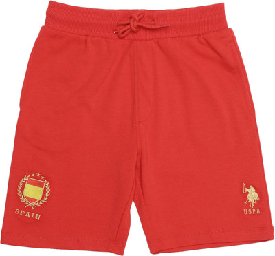 U.S. POLO ASSN. Short For Boys Casual Solid Pure Cotton(Red, Pack of 1)