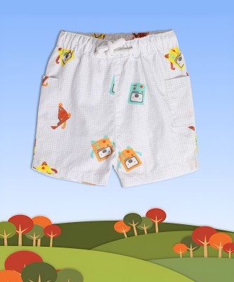 MINI KLUB Short For Boys Casual Printed Pure Cotton(White, Pack of 1)