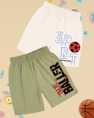 ENITOR Short For Boys Casual Printed Cotton Blend(Beige, Green, Pack of 2)